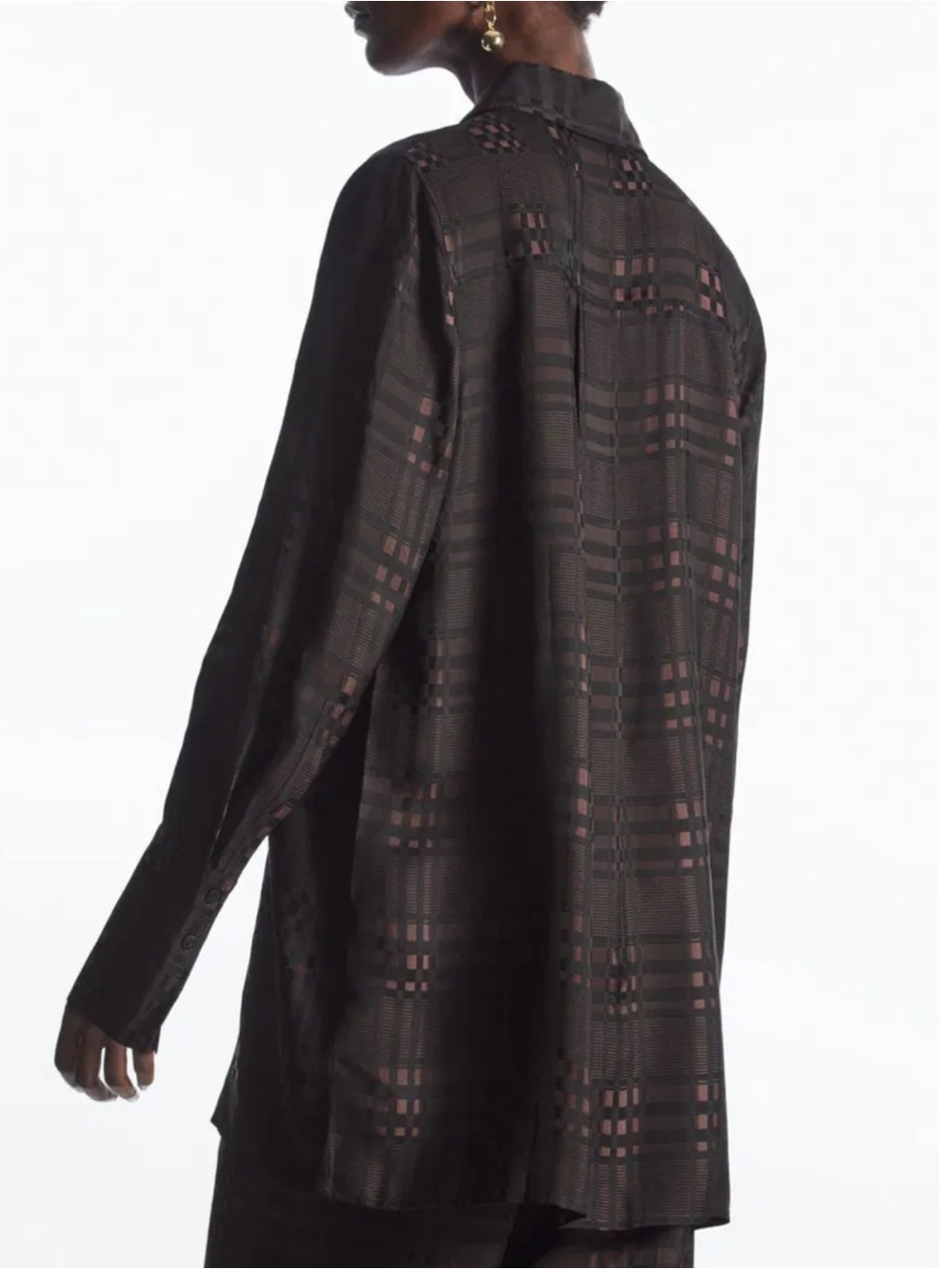COS Runway Collection Sheer Checked Button-Up Jacquard Shirt size 6 - Picture 2 of 10